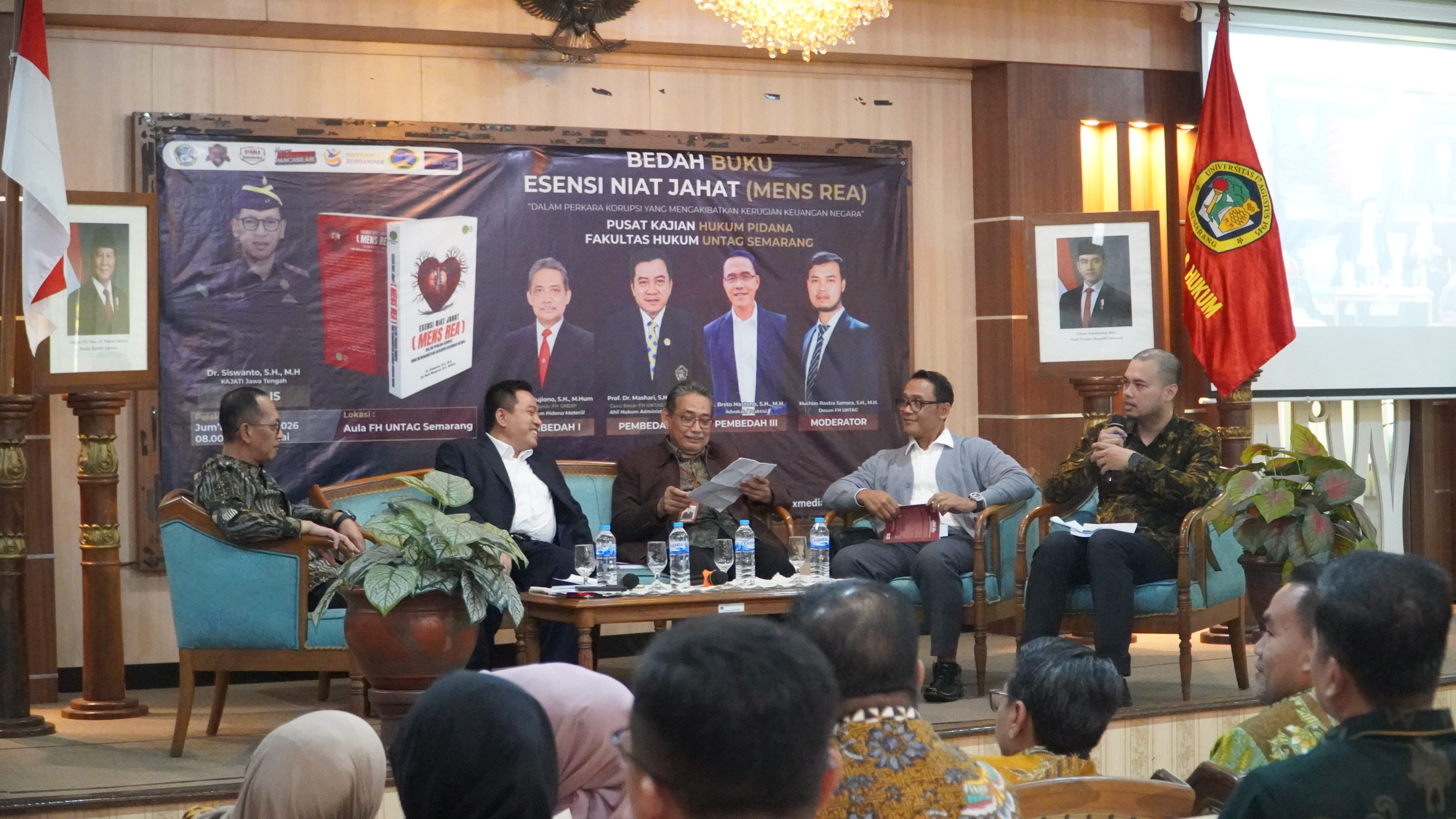 Bedah Buku Mens Rea di Fakultas Hukum UNTAG Semarang, Pakar Hukum dan Kepala Daerah Soroti Unsur Niat Jahat Korupsi