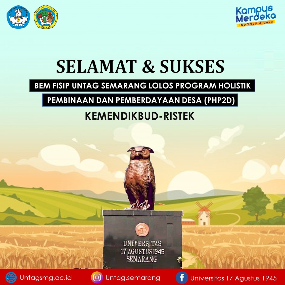 BEM FISIP UNTAG Semarang lolos dalam Program Holistik dan Pemberdayaan Desa (PHP2D) Kemendikbud-Ristek